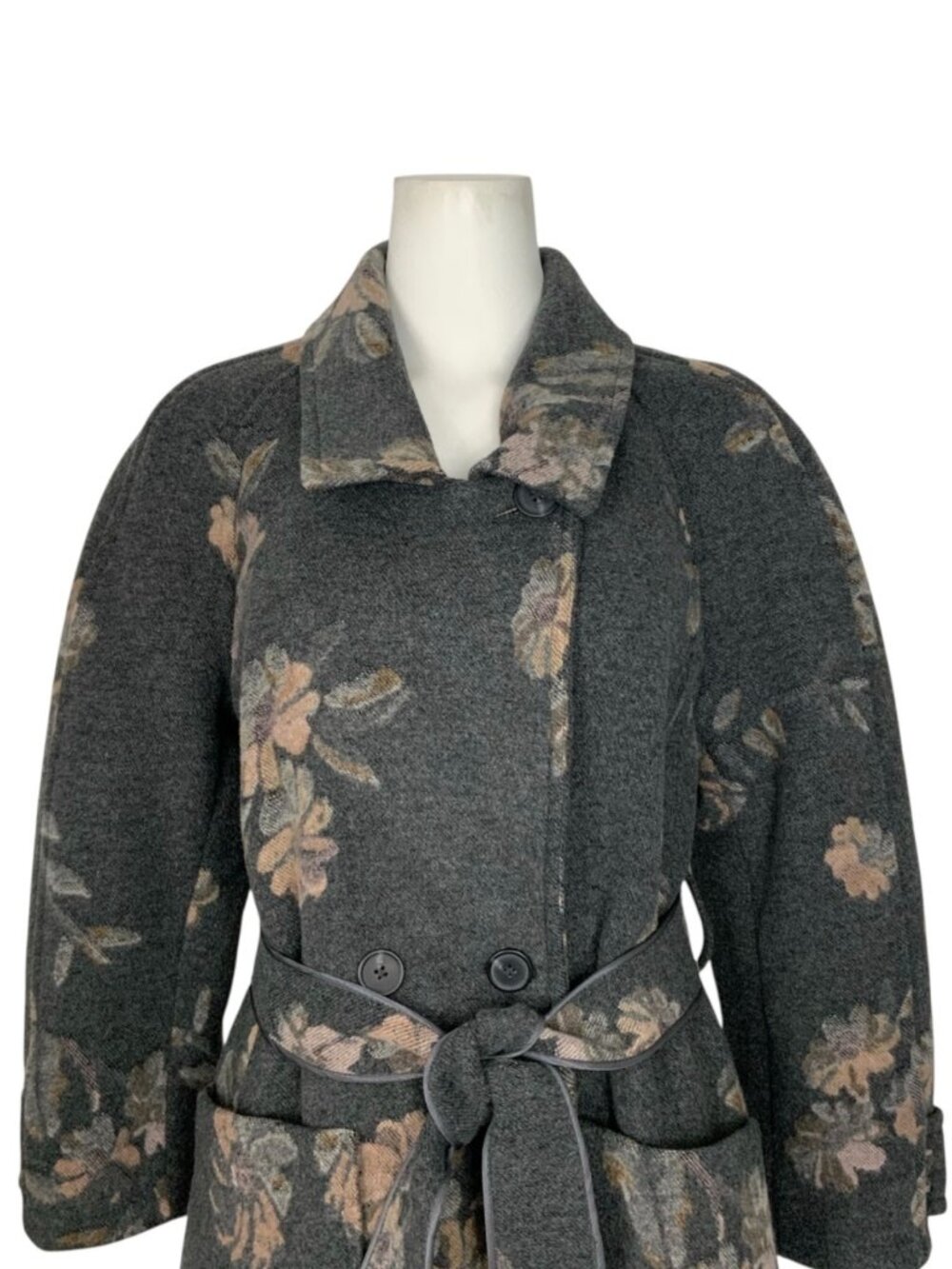 Rebecca Taylor Jacquard Coat 0 Grey Floral Wool Blend - Picture 11 of 16